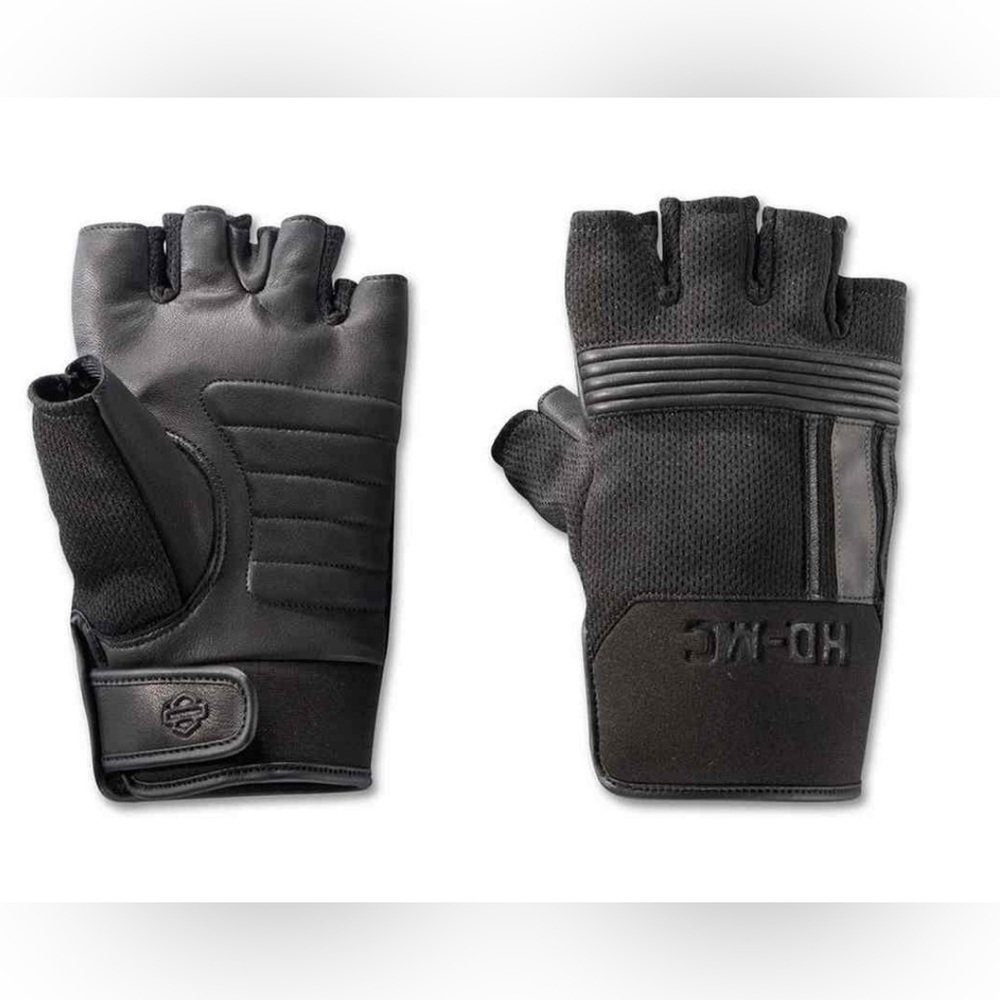 🧤 Harley-Davidson® Men's Centerline Mixed Media Fingerless Gloves, Black Small